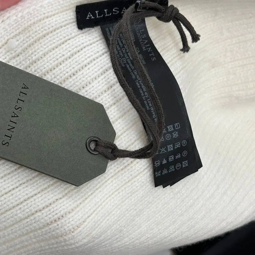 ALLSAINTS Ribbed Knit Chalk White Scarf